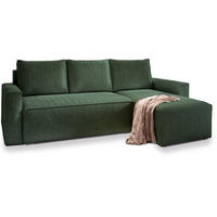ECKSOFA POTARO Grün Kordstoff mit Schlaffunktion - Grün, Holz (232/140cm) - MASSENO