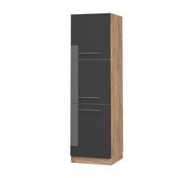 HERDUMBAUSCHRANK Fame-Line Anthrazit Hochglanz 60 cm - Honigeiche/Schwarz Hochglanz, Holzwerkstoff (60/206.8/58cm) - Vicco
