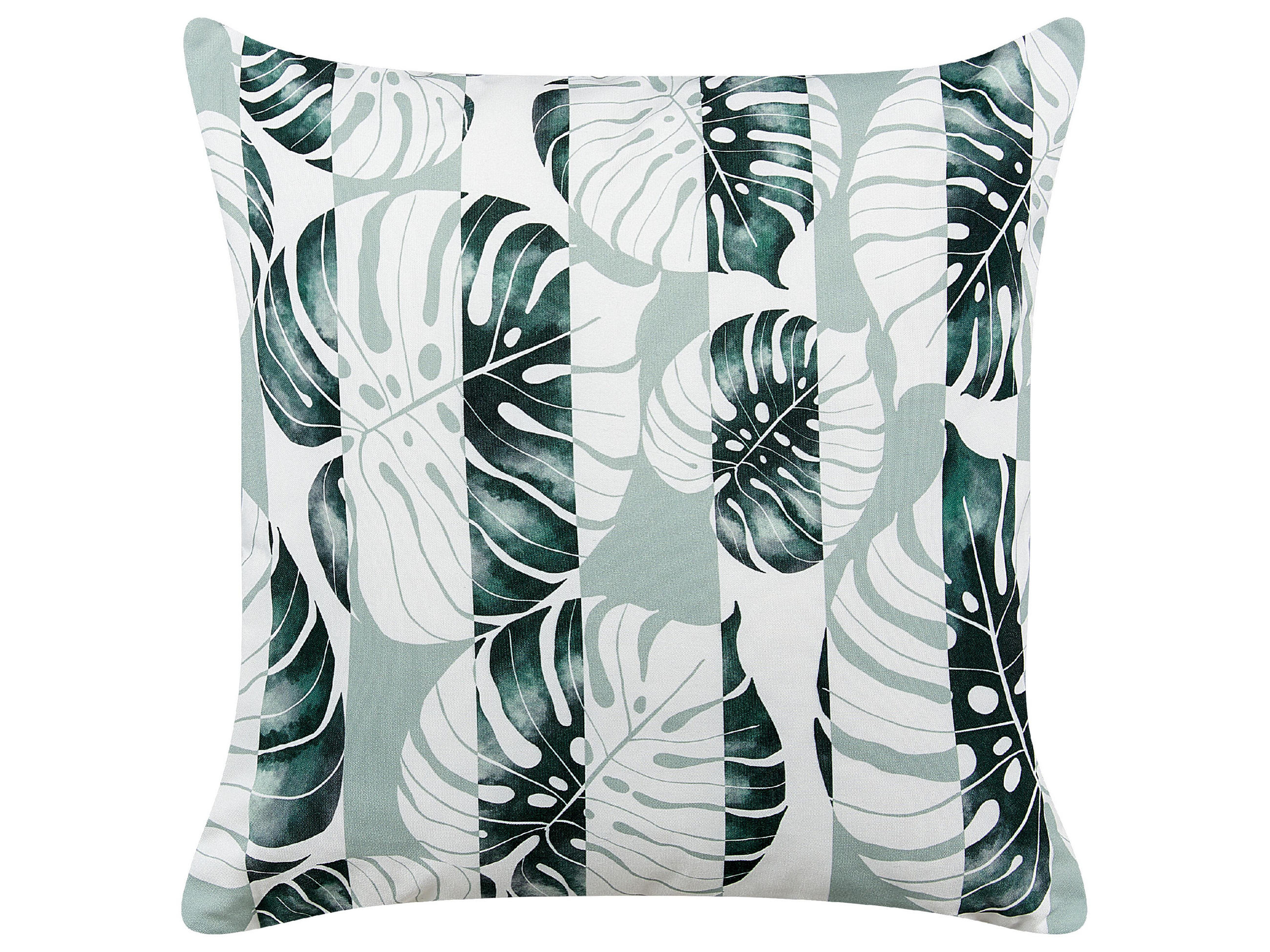 OUTDOOR-KISSEN 2er-Set Blattmuster grün 45/45 cm Termini - Hellgrau, Textil (45/45cm) - Beliani