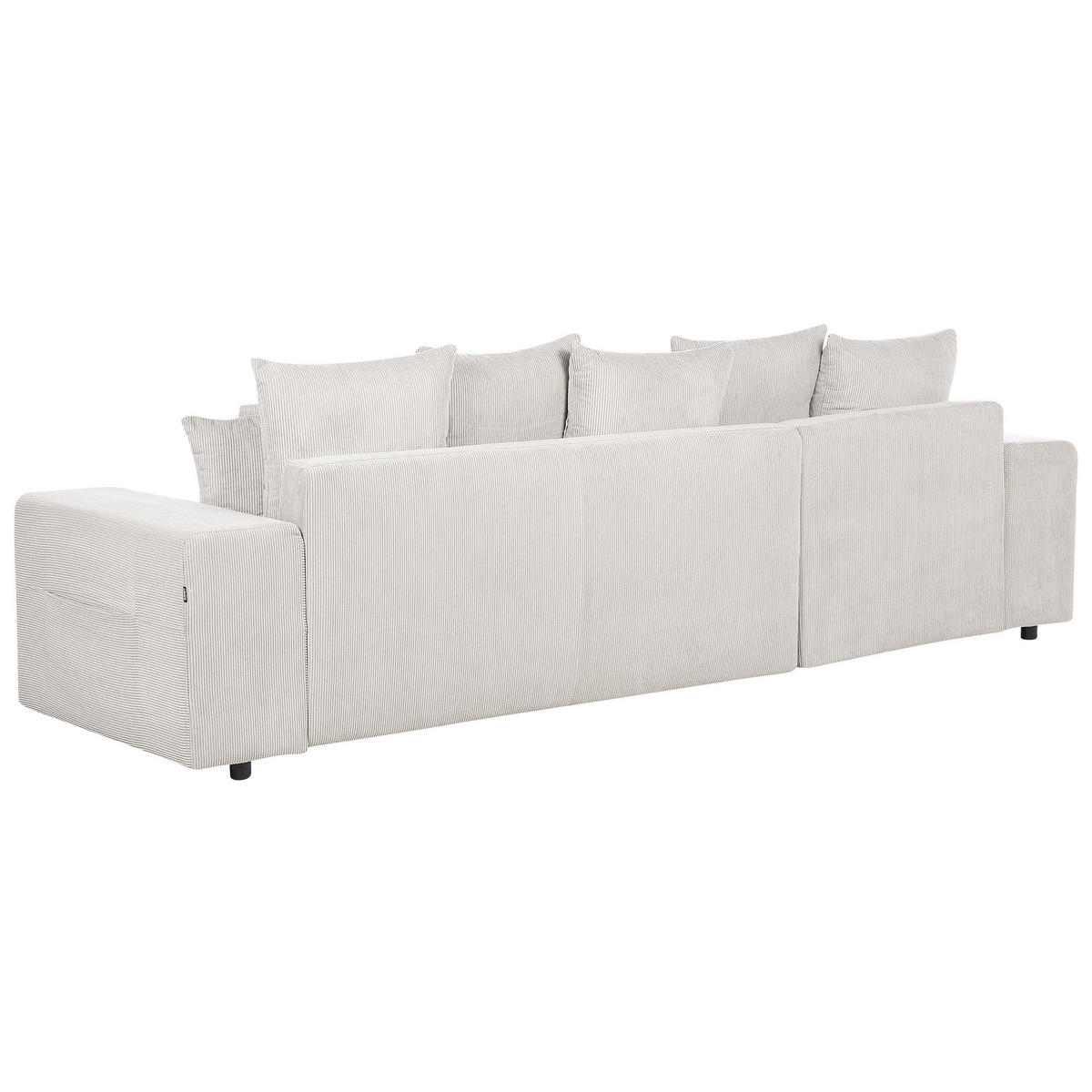 3-SITZER-ECKSOFA Cord hellbeige linksseitig mit Schlaffunktion Stauraum Luspa - Beige/Schwarz, Textil (294/130cm) - Beliani