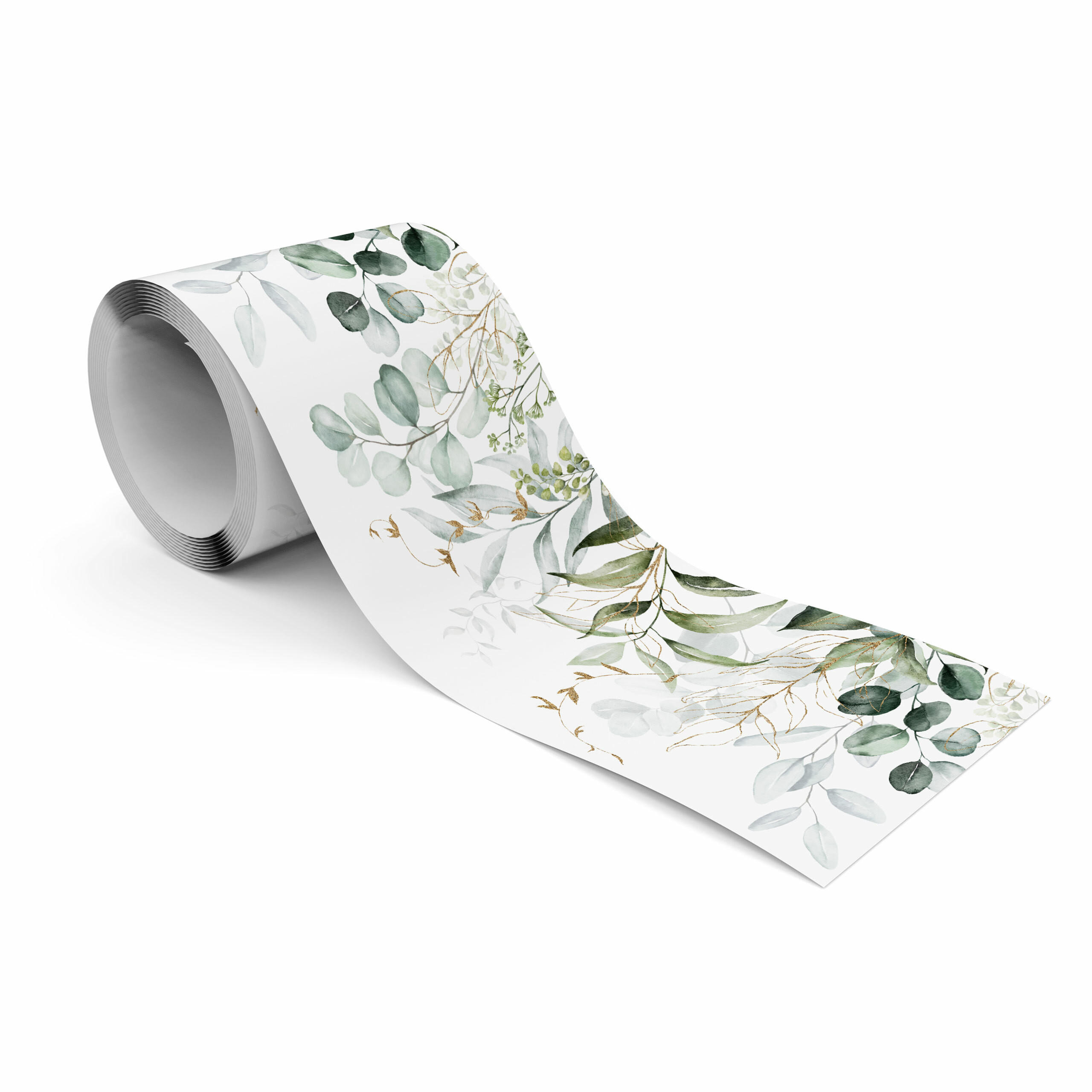 TAPETENBORDÜRE selbstklebend Aquarelle Eukalyptus Blätter Pflanzen - Beige/Weiß, Papier (10/300/300cm) - Muralo