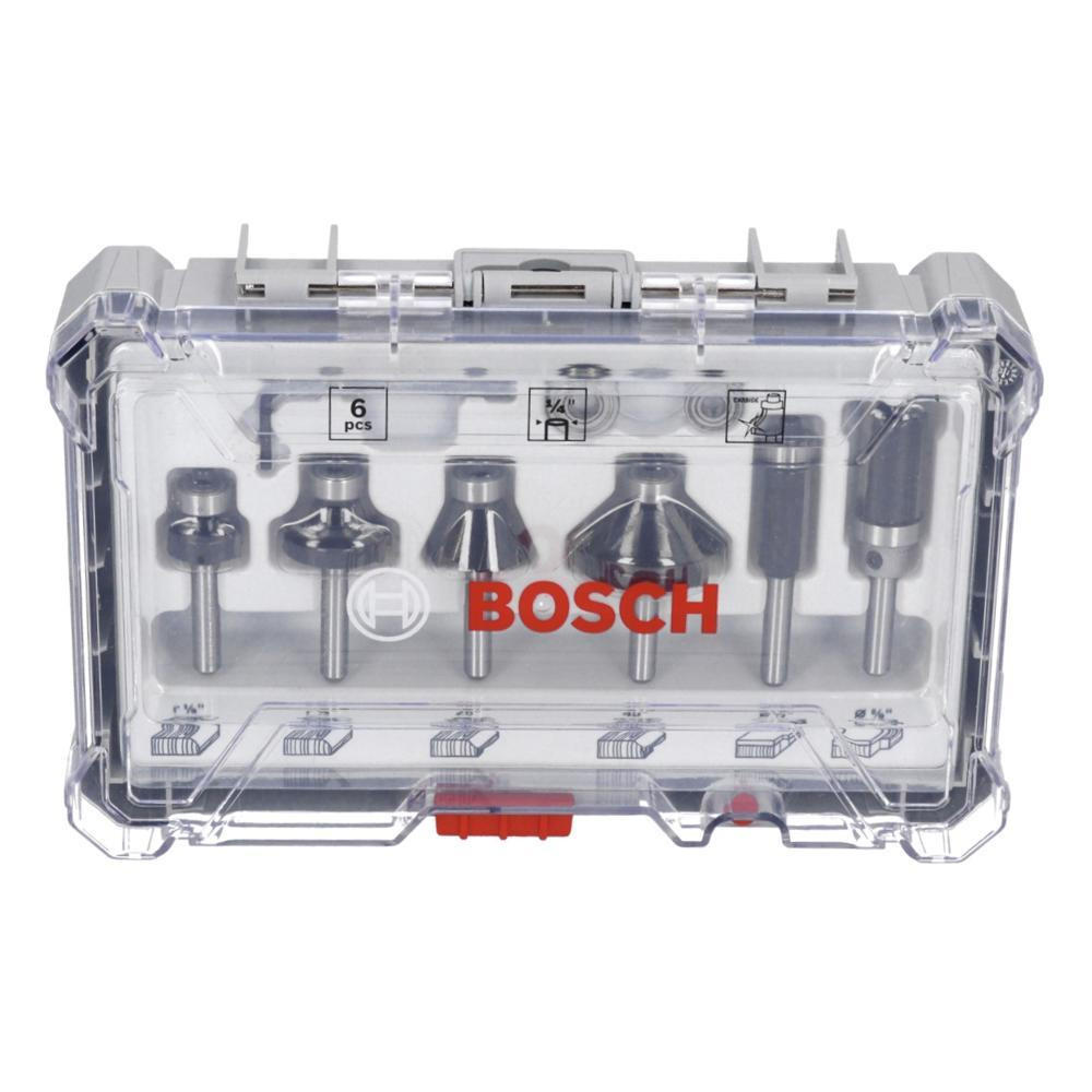 BOSCH Rand- und Kantenfräser Set 6 tlg. 1/4" Schaft ( 2607017470 ) Trim & Edging Set für Oberfräsen - Multicolor, Holz (25/212/8cm) - Bosch Professional