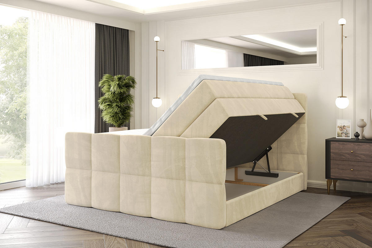 BOXSPRINGBETT mit Matratze und Lattenrost - LIRO-Z KING-140x200 - Beige Monolith - Beige, Holzwerkstoff (140/200cm) - ALTDECOR