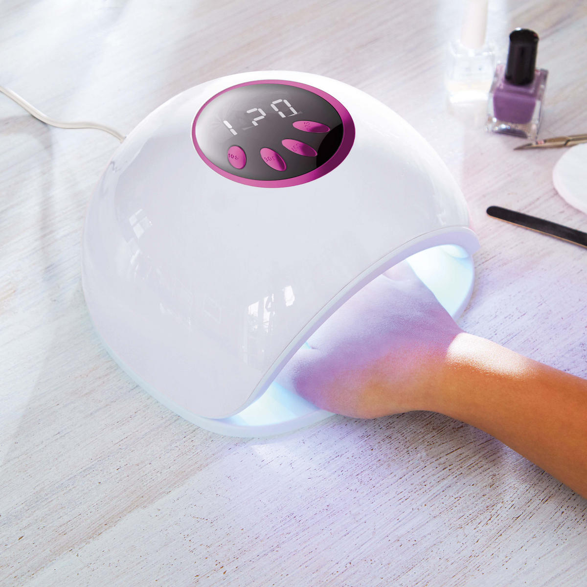LED-NAGELTROCKNER - pink mit Timer und Bewegungssensor für UV-Schellack und Nagelgel, 36W Leistung - Pink, Kunststoff (20.7/20.8/12cm) - Northpoint