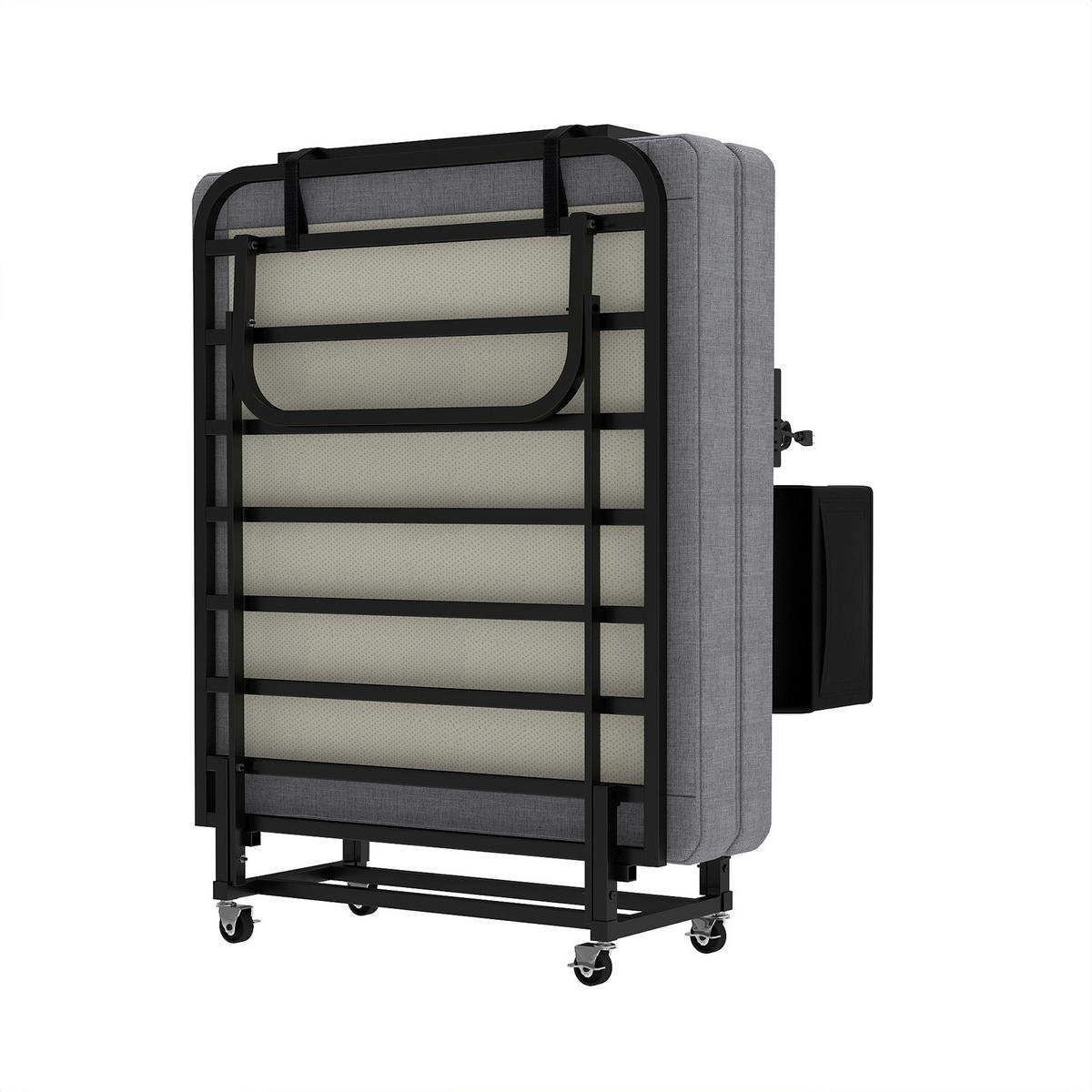 KLAPPBETT 80/190 cm mit Kopfteil und USB-Ladeanschluss, DE-41874, in Schwarz - Grau, Metall (80/190cm) - ComfortXL