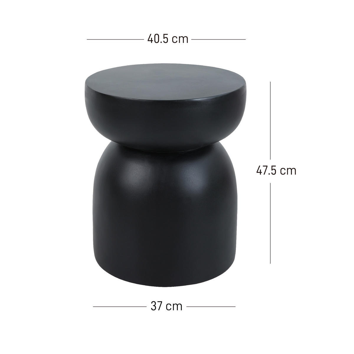 BEISTELLTISCH Rund Schwarz 45 x 45 x 52 cm - Schwarz, Metall (40.5/40.5/47.5cm) - Nordlys