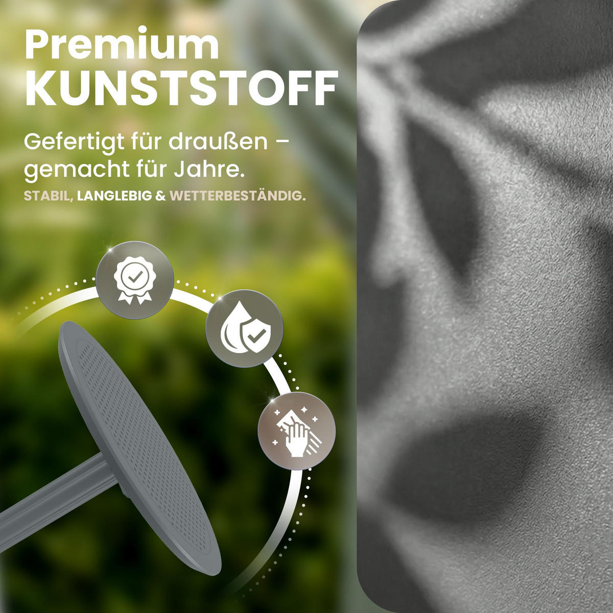 GARTENTISCH rund Kunststoff dunkelgrau - Dunkelgrau, Kunststoff (60/60/74cm) - CLP