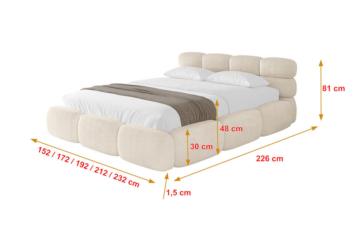 POLSTERBETT mit Bettkasten und Lattenrost, Boxbett ohne Matratze - NOMA 120x200 Beige - Beige, Holzwerkstoff/Textil (120/200cm) - ALTDECOR