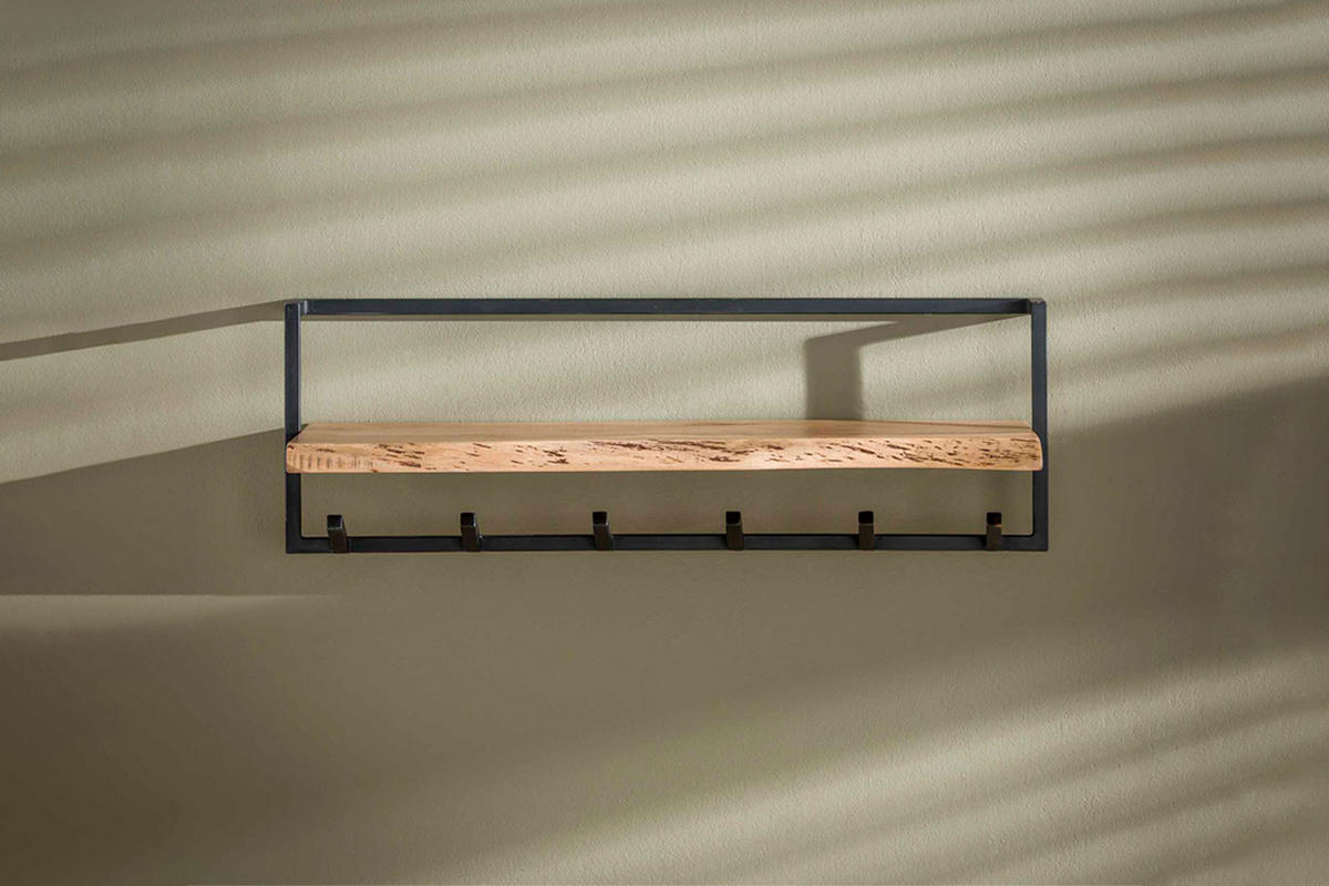 GARDEROBE NEREA Schwarz Akazie - Schwarz, Metall (100/32/25cm) - KAWOLA