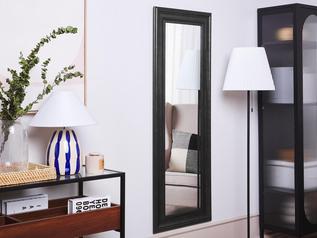 WANDSPIEGEL schwarz rechteckig 51/141 cm Lunel - Schwarz, Kunststoff (51/141/3cm) - Beliani