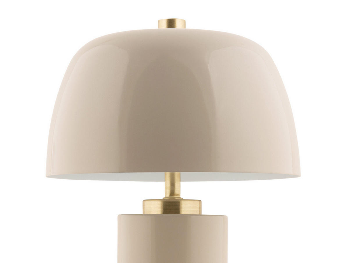 TISCHLAMPE Freya Ø 18 cm kabellos - Beige, Metall (18/18/30cm) - Leitmotiv