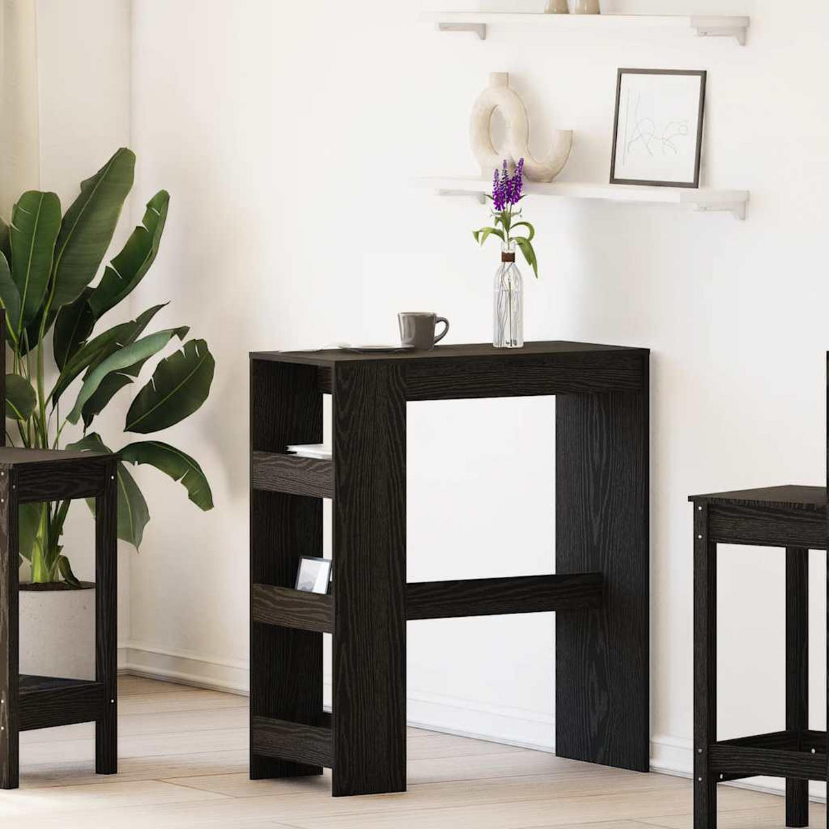 BARTISCH Mit Regal Schwarz Eichen-Optik 90/40/103,5 Cm - Schwarz, Holzwerkstoff (90/40/103.5cm) - vidaXL