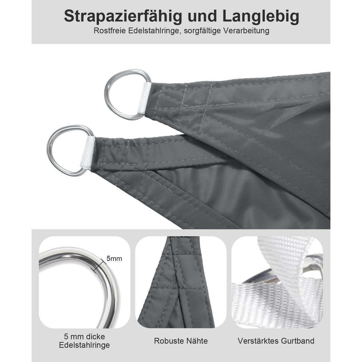 SONNENSEGEL Dreieckig 300 x 300 x 425 cm Wasserdicht Anthrazit - Anthrazit, Textil (26/34cm)