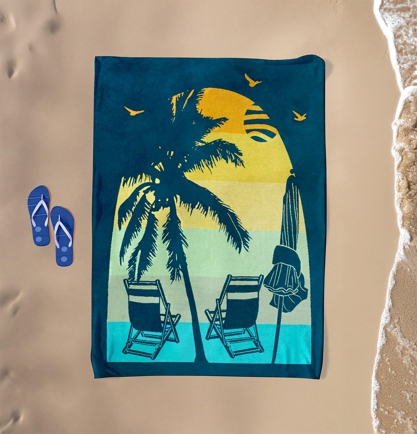 STRANDTUCH aus Veloursfrottee Jacquard Grün 140x180 400g/m² - Arche - Grün, Textil (140/180cm) - LE COMPTOIR DE LA PLAGE
