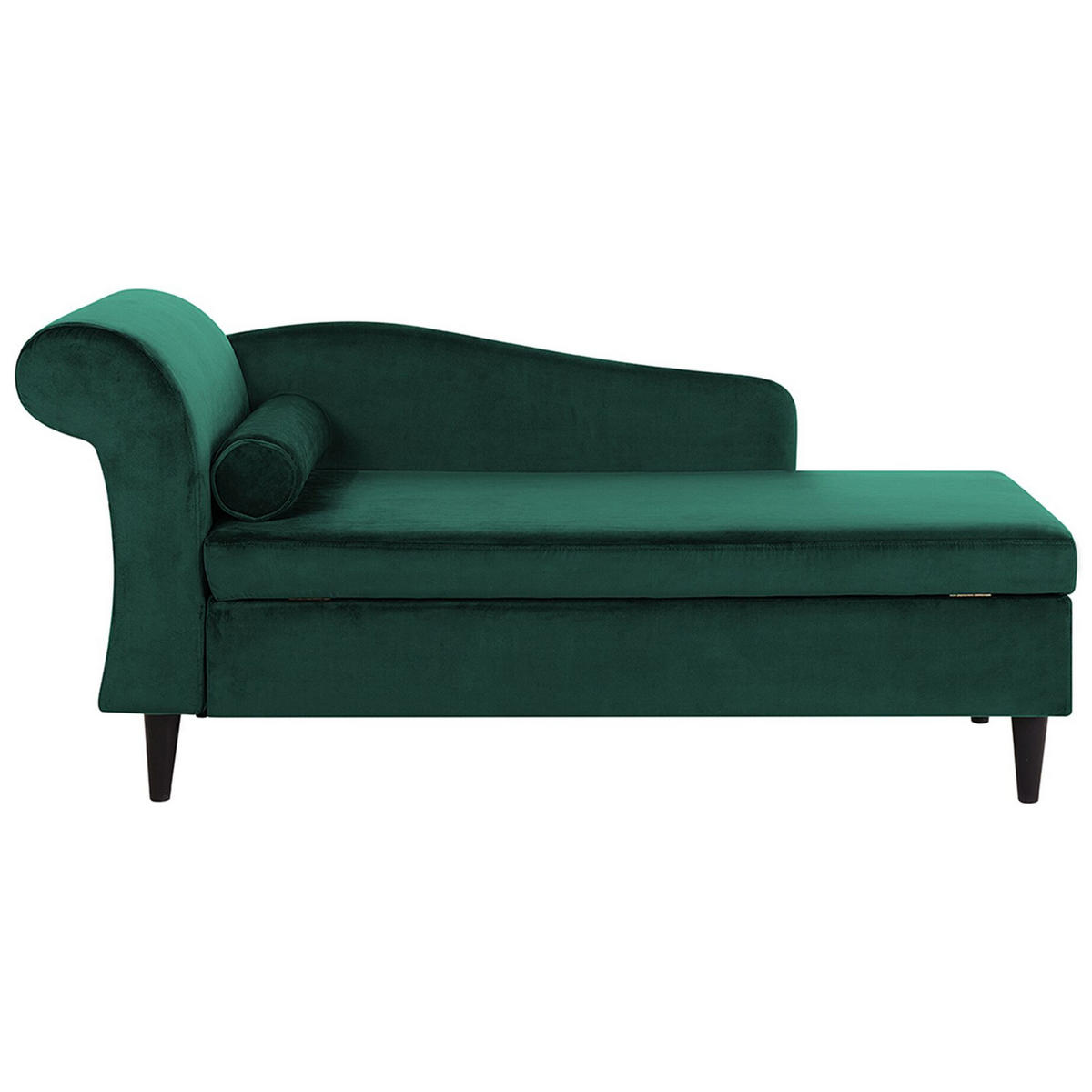 CHAISELONGUE Samtstoff smaragdgrün linksseitig Luiro - Dunkelbraun/Grün, Textil (160/77/70cm) - Beliani