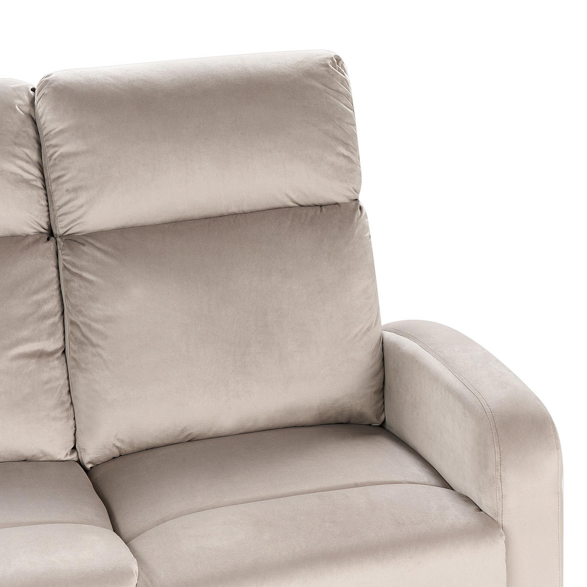 3-SITZER-SOFA Samtstoff taupe manuell verstellbar Verdal - Beige, Textil (180/102/73cm) - Beliani