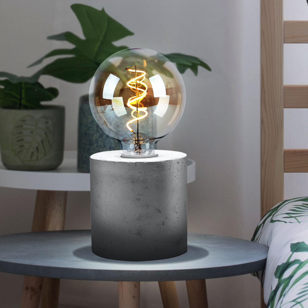 TISCHLEUCHTE SALGADO Beton Grau - Grau, Stein (10/10/10cm)