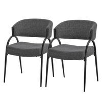 ESSZIMMERSTUHL 2er Set Küchenstühle gepolstert mit Webstoff-Bezug und Arm- und Rückenlehne Anthrazit - Anthrazit/Schwarz, Textil/Metall (54/81/65cm) - ML-DESIGN