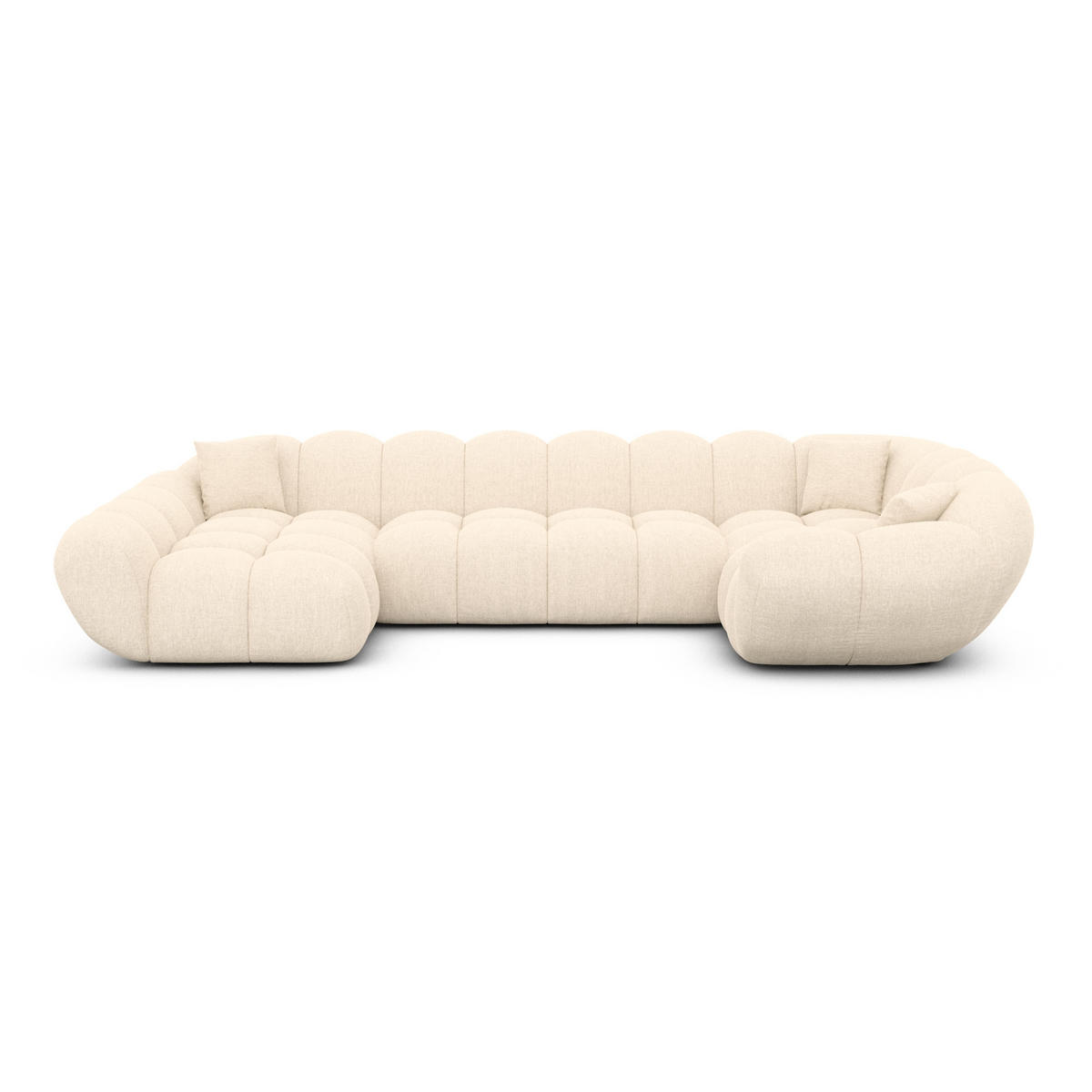 WOHNLANDSCHAFT Liva Creme Strukturstoff U-Form XL Links - Creme, Textil (323/70/193cm) - VAROYAL