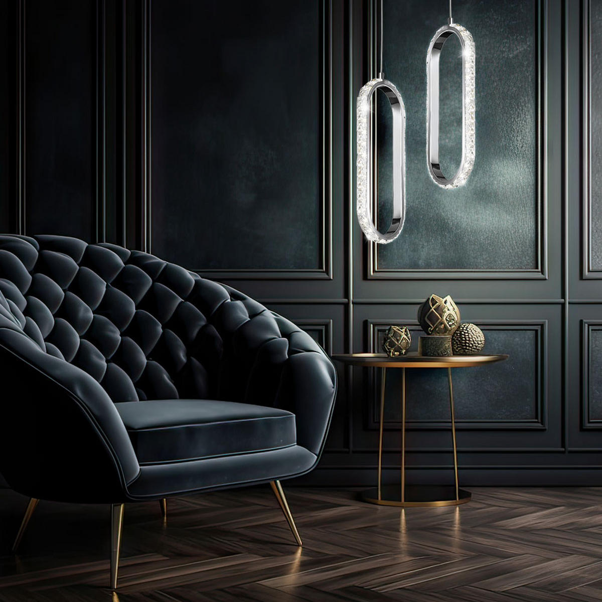 LED HÄNGELEUCHTE Chrom Silber Dimmbar 2er Set - Silberfarben, Metall (33.5/13/150cm)