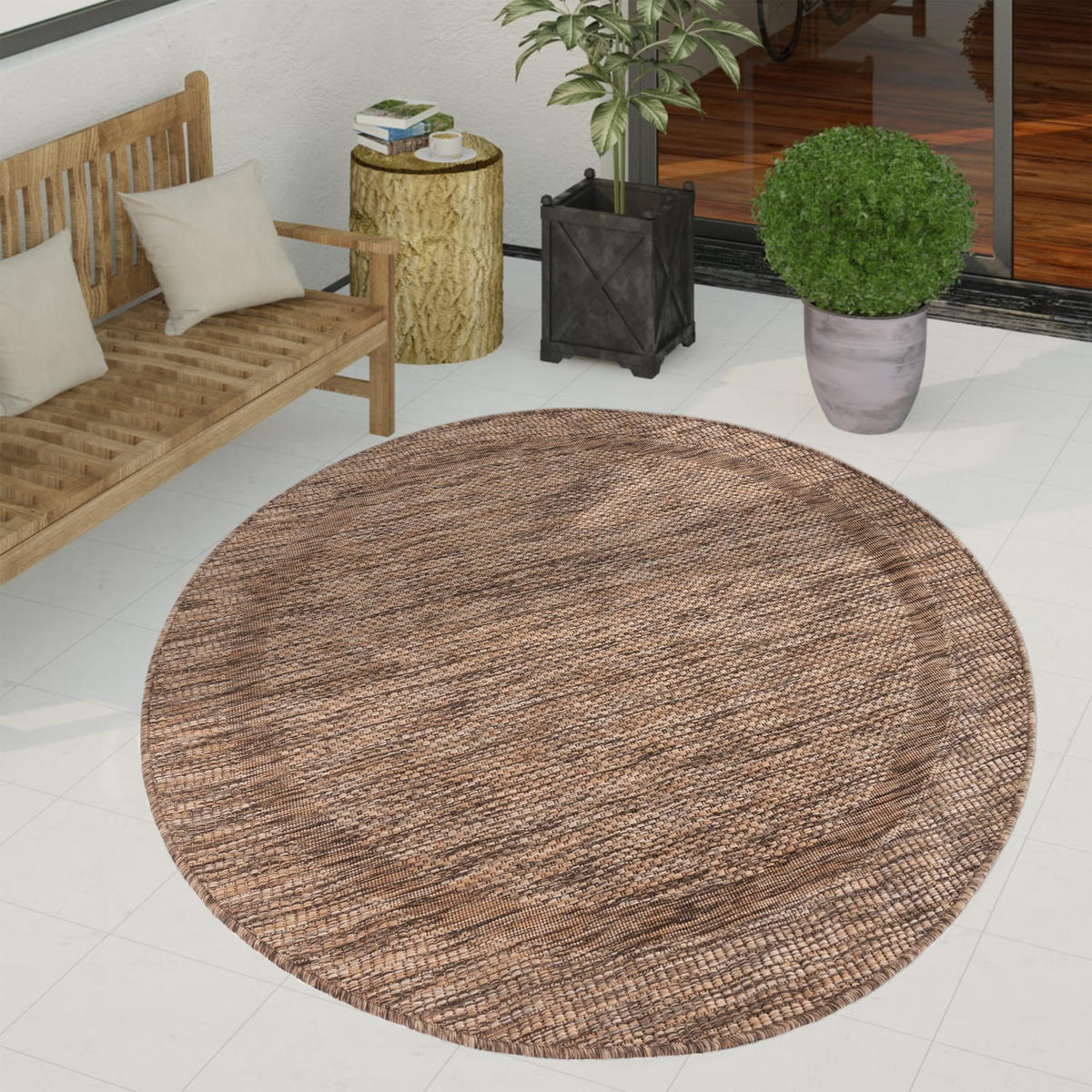 OUTDOORTEPPICH 120/120 cm Roma 272 - Braun, Kunststoff (120/120cm) - Paco Home