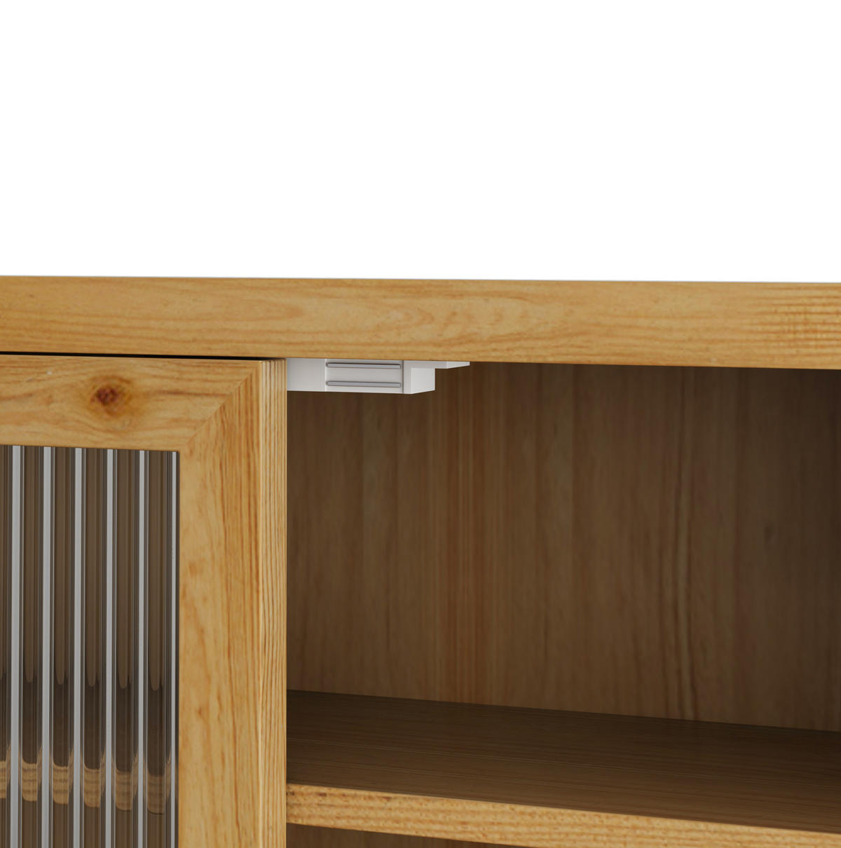 KÜCHENOBERSCHRANK 63x18x60 cm in Natural aus Glas, Massivholz mit Drei-Stufen-Stauraum & Wandmontage - Naturfarben, Holzwerkstoff (63/60/18cm) - Modfu