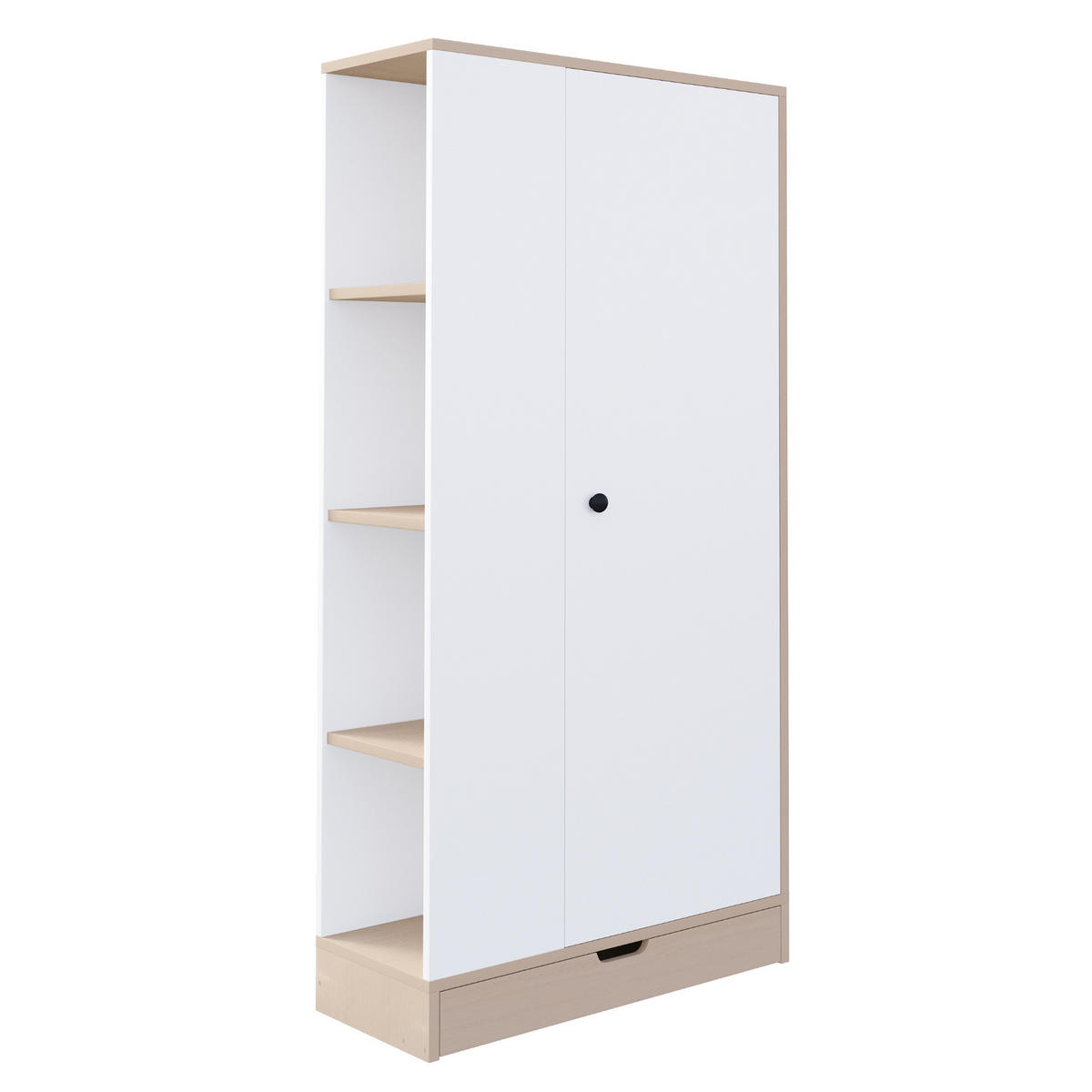 KLEIDERSCHRANK 70x40x170cm 1 Tür Einlegeböden Natur Weiß - Multicolor, Holz (70/170/40cm) - FLIEKS