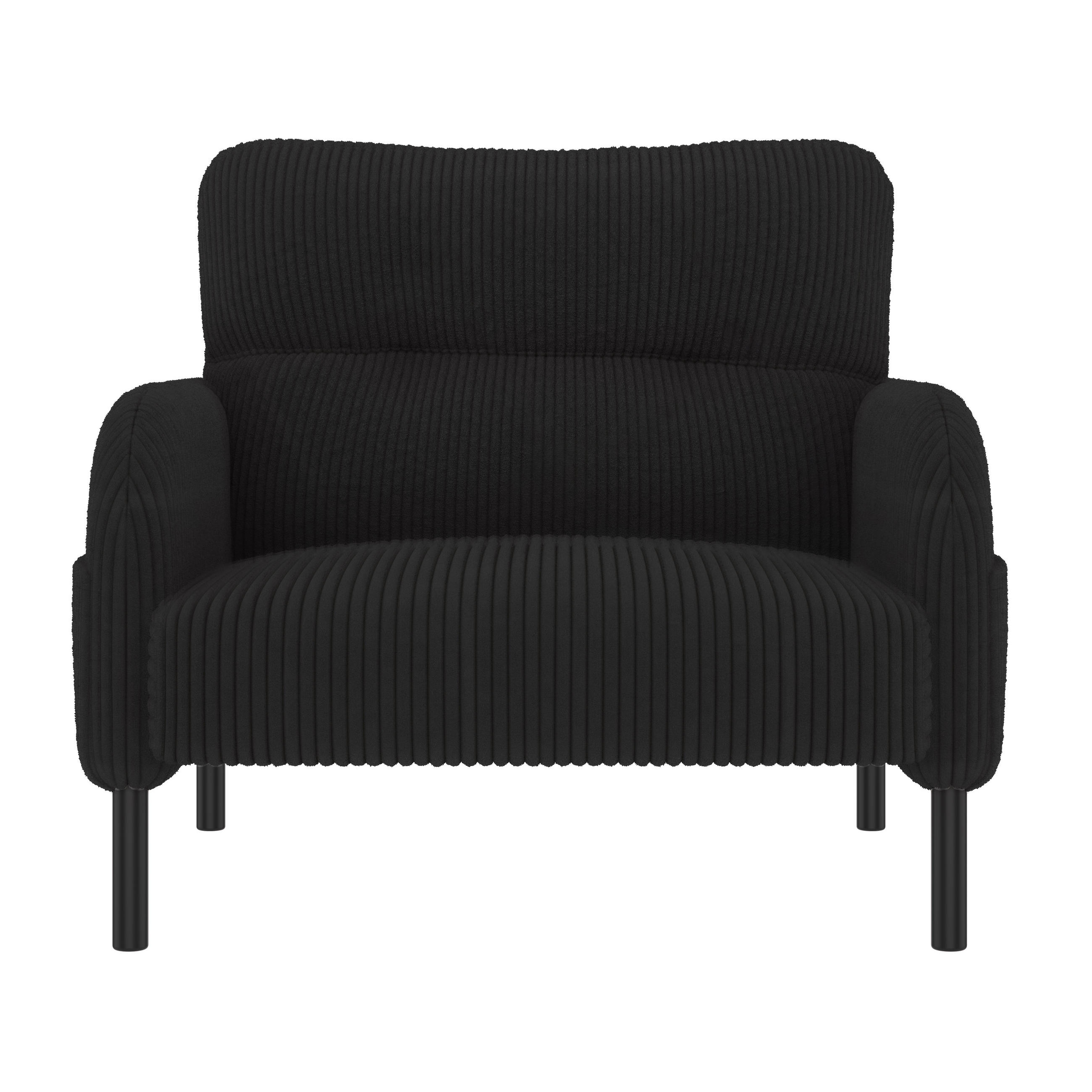 SESSEL Cord Schwarz mit Seitentasche - Schwarz, Textil/Metall (67/79/75cm) - WISHDOR