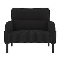 SESSEL Cord Schwarz mit Seitentasche - Schwarz, Textil/Metall (67/79/75cm) - WISHDOR