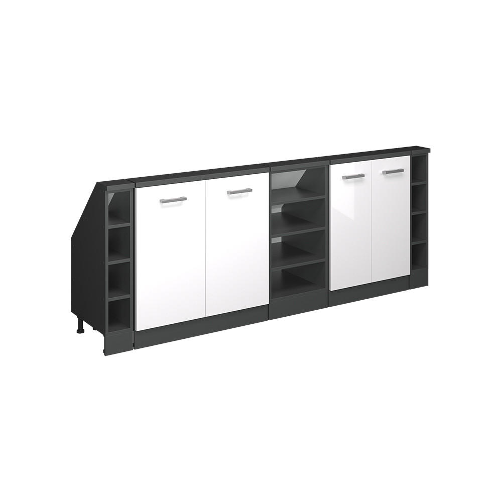 KÖKSSKÅP FÖR SLUTTANDE TAK R-Line Vit högblank 210 cm Set om 5 Vit högglans, Antracit 83.8/210/46 cm