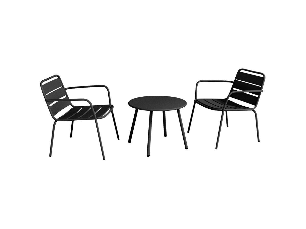 GARTENSITZGRUPPE im Set - 2 -Sitzer - Stahl - schwarz - MIRMANDE - Schwarz, Metall - Vente-Unique