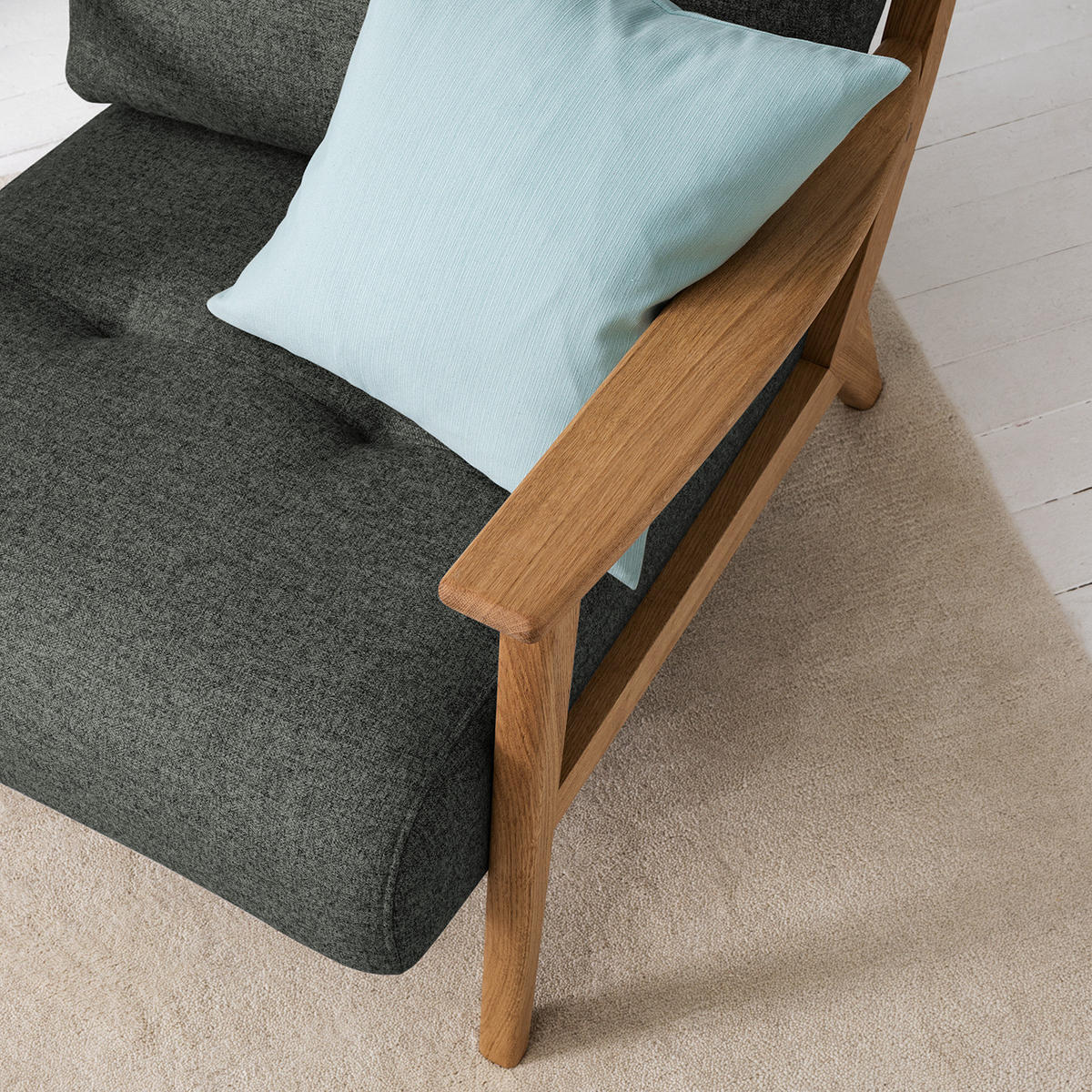 SESSEL - Dunkelgrau/Braun, Eichenholz/Holz (83/80/75cm) - home24