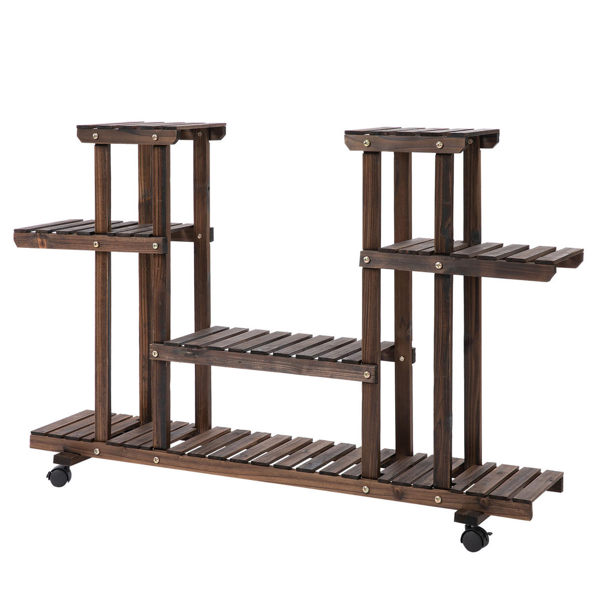 BLUMENSTÄNDER, Tannenholz, Verkohlt - Braun, Holz (33/80/123.5cm) - Outsunny