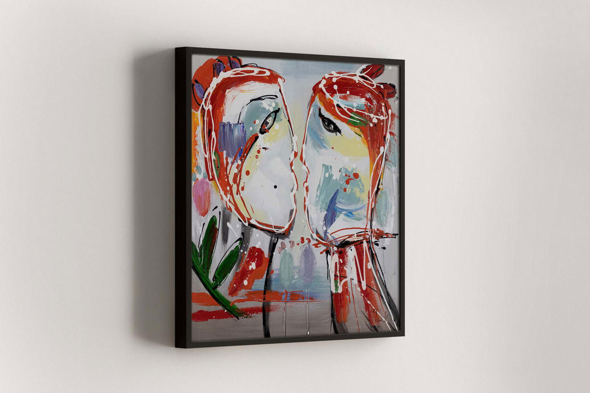 ÖLGEMÄLDE 60/60 cm - Multicolor/Orange, Holz/Textil (1.14/60cm) - KUNSTLOFT