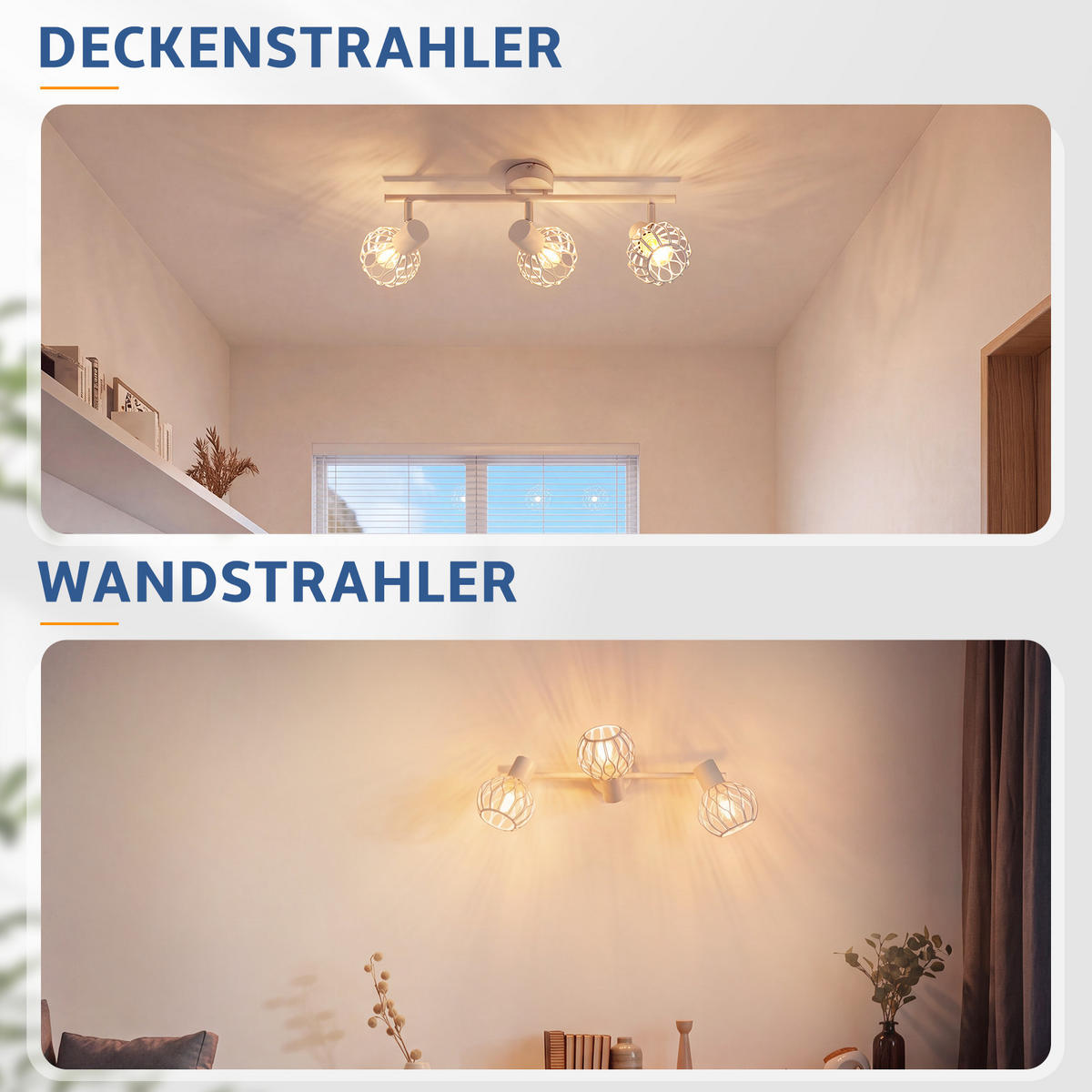 DECKENSTRAHLER Kryvin 41/10/18 cm - Weiß, Metall (41/10/18cm) - ZMH