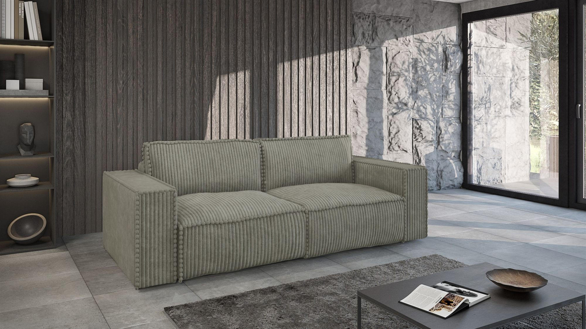 SCHLAFSOFA Vajana - Grün, Holzwerkstoff/Textil (240/86/102cm) - Fun Möbel