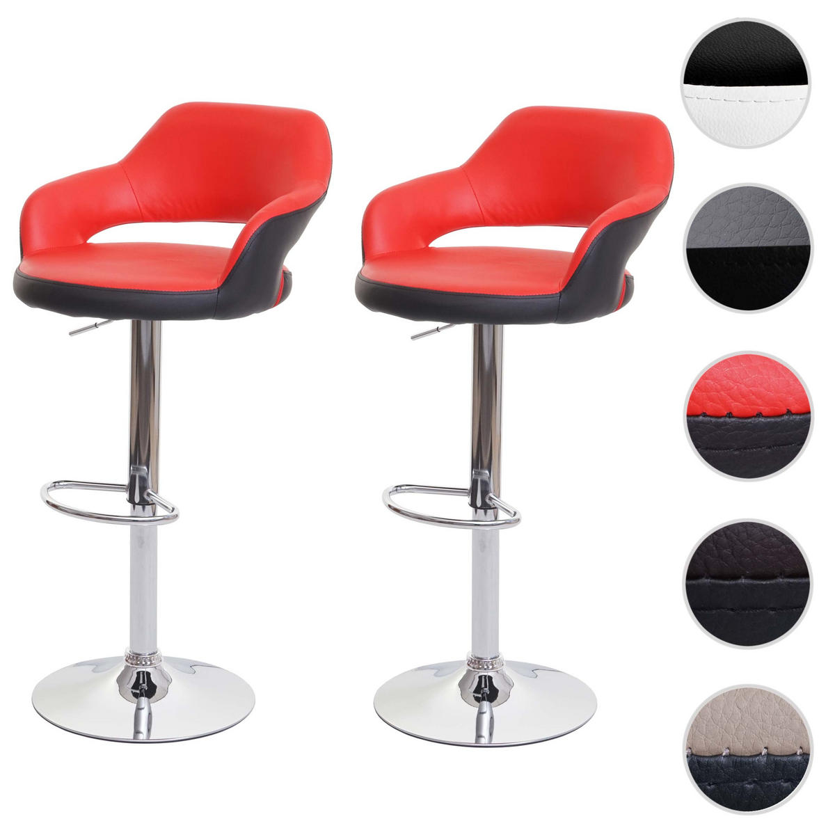 BARHOCKER Rot, Schwarz 2er-Set - Rot/Schwarz, Textil (51/105/55cm) - MCW