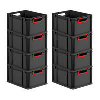 EUROBOX 8x NextGen Color 22x30x40 cm 20 Liter Griffe rot offen, Schwarz - Rot/Schwarz, Kunststoff (30/22/40cm) - PROREGAL