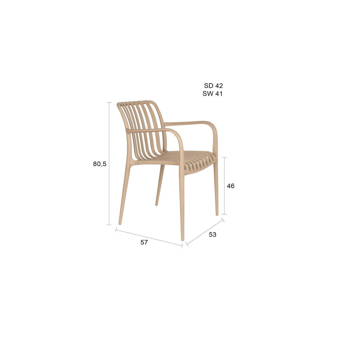 GARTENSTUHL Amae Beige - 4 er Set - Beige, Kunststoff (53/80.5/57cm) - Housecraft Living