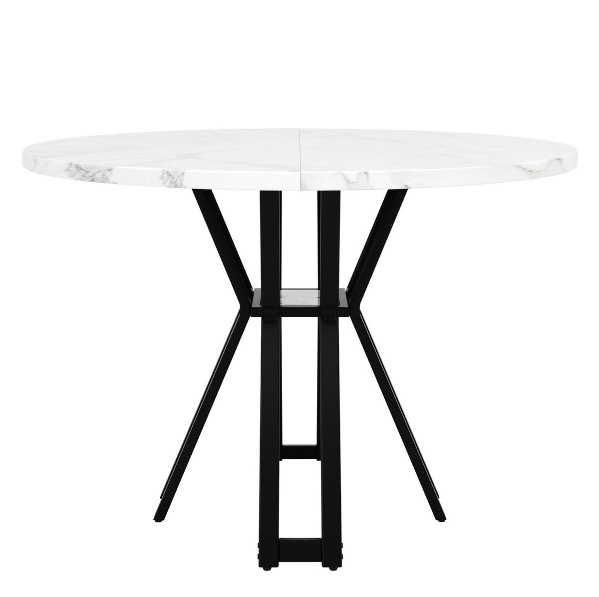 JÍDELNÍ stůl 100/100/76 cm černý z MDF a kovu s mramorovým dekorem a nastavitelnými nožkami - bílá/černá, kompozitní dřevo (100/100/76cm) - OKWISH