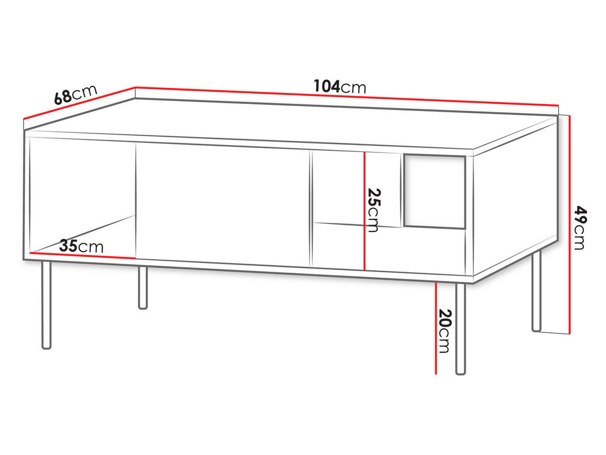 COUCHTISCH 104 Notte 03 - Nussbaumfarben/Schwarz, Holzwerkstoff/Metall (68/104/49cm) - MIRJAN24