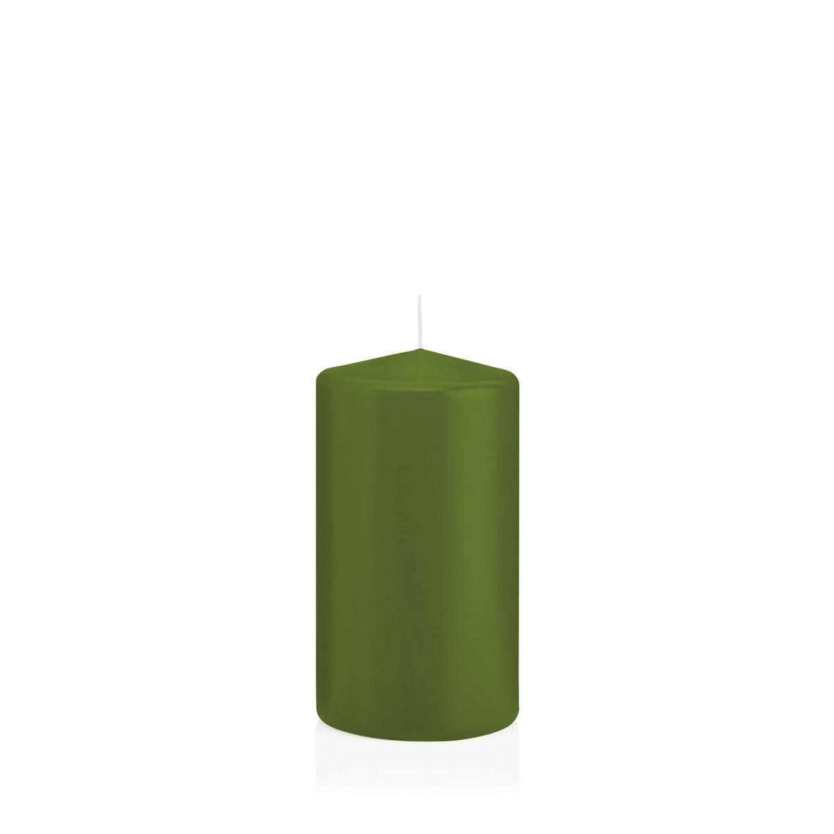 STUMPENKERZEN Olive Ø 68 x 130 mm, 12 Stück - Olivgrün, Paraffin (7/13cm) - Wiedemann Kerzen