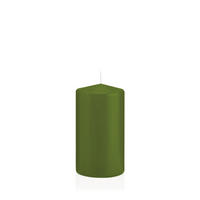 STUMPENKERZEN Olive Ø 68 x 130 mm, 12 Stück - Olivgrün, Paraffin (7/13cm) - Wiedemann Kerzen