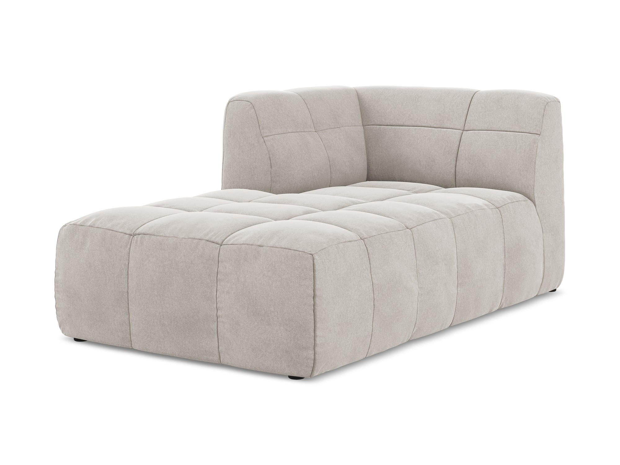 SOFAELEMENT Links Samt Stoff Beige - Creme/Schwarz, Holzwerkstoff/Kunststoff (101/77/175cm) - Makamii