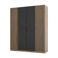 DREHTÜRENSCHRANK CAGLIARI 200/239/61,9cm 4-türig Goldfarben - Goldfarben/Schwarz, Holzwerkstoff (200/239/61.9cm) - MASSENO