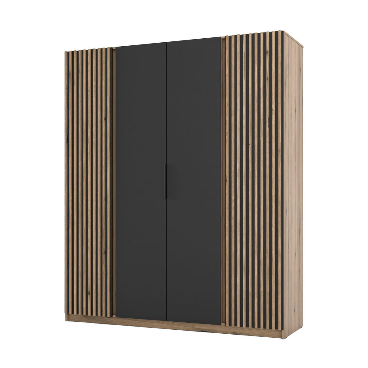 DREHTÜRENSCHRANK CAGLIARI 200/239/61,9cm 4-türig Goldfarben - Goldfarben/Schwarz, Holzwerkstoff (200/239/61.9cm) - MASSENO