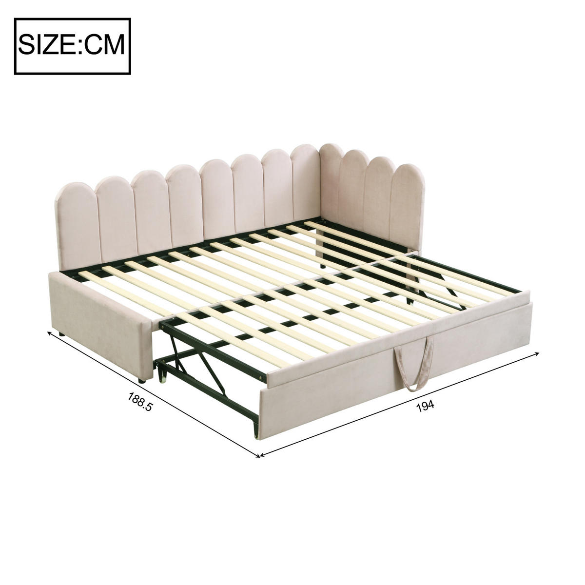 SCHLAFSOFA 90/200 cm & 180/200 cm in Beige Samt mit Ausziehbett - Beige, Holzwerkstoff/Textil (90/200cm) - WISHDOR