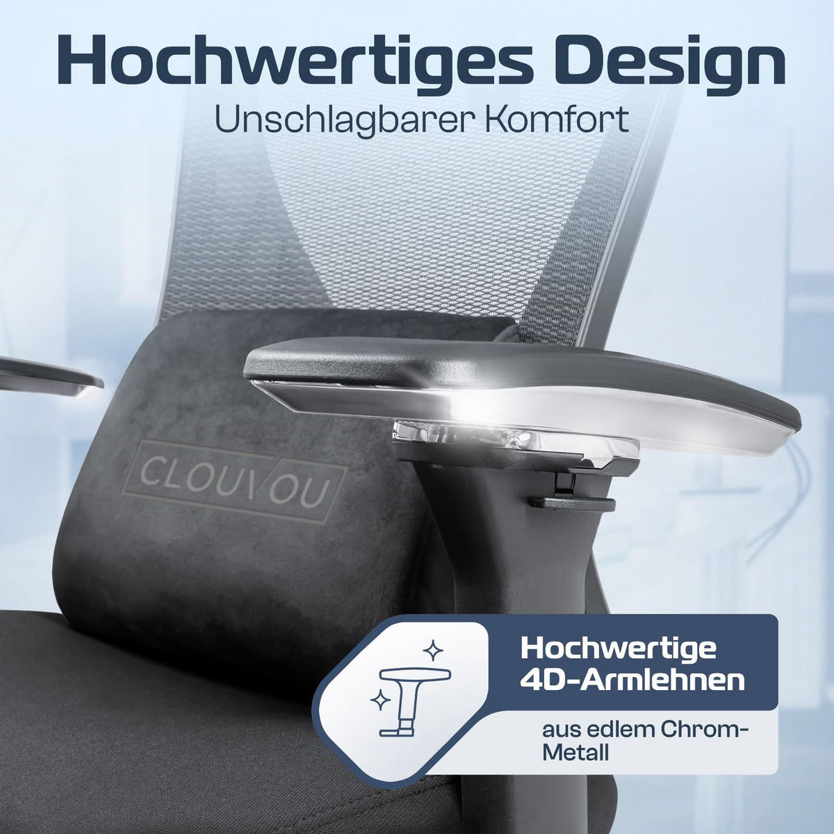 BÜROSTUHL CleverSeat Schwarz - Silberfarben/Schwarz, Kunststoff/Textil (70/134/70cm) - Clouvou