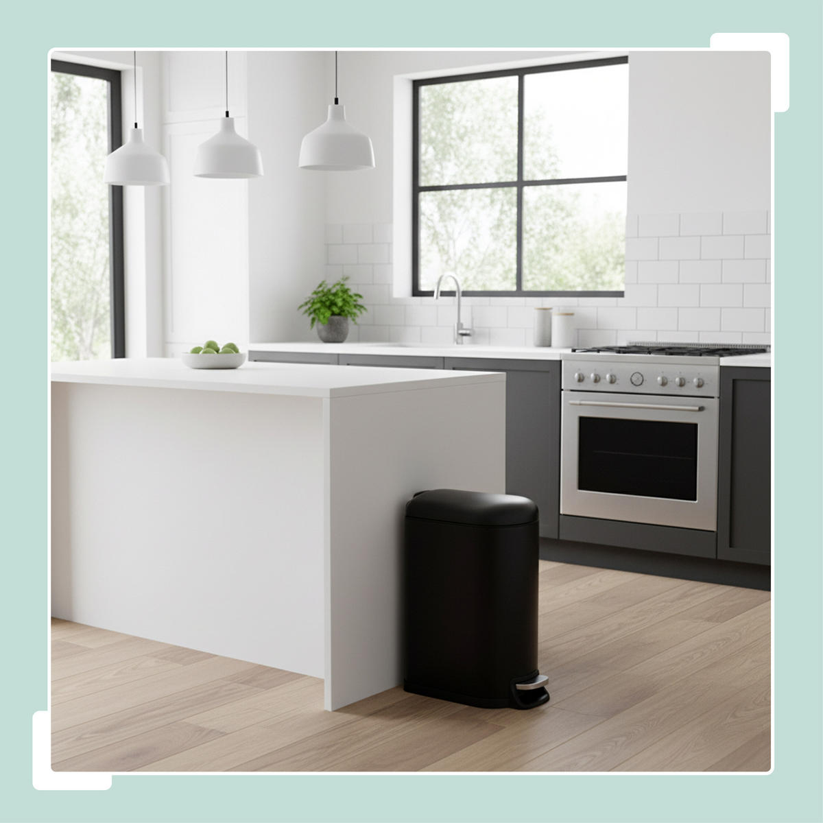 MÜLLEIMER - Schwarz, Kunststoff/Metall (18.5/39/39cm) - Relaxdays