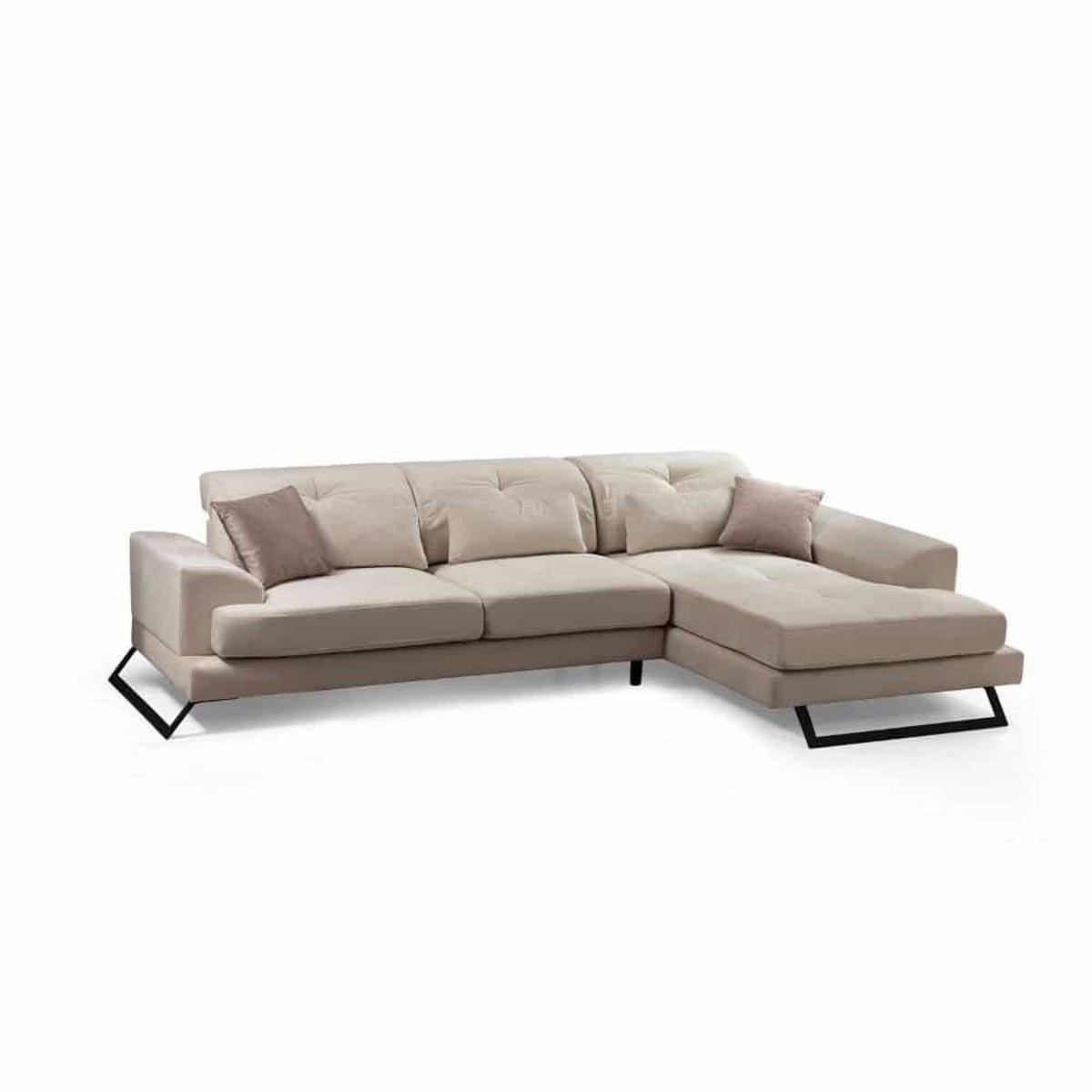 ECKSOFA mit verstellbarer Rückenlehne - Beige/Creme, Holz/Textil (190/304cm) - myHomelando